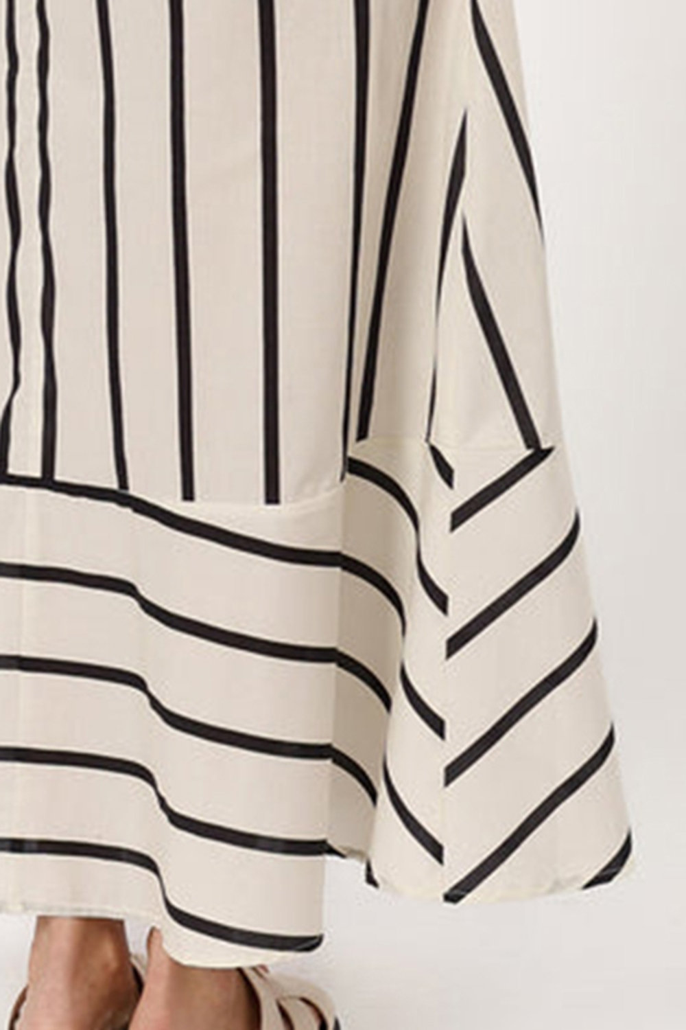 CREAM STRIPE MIDI DRESS