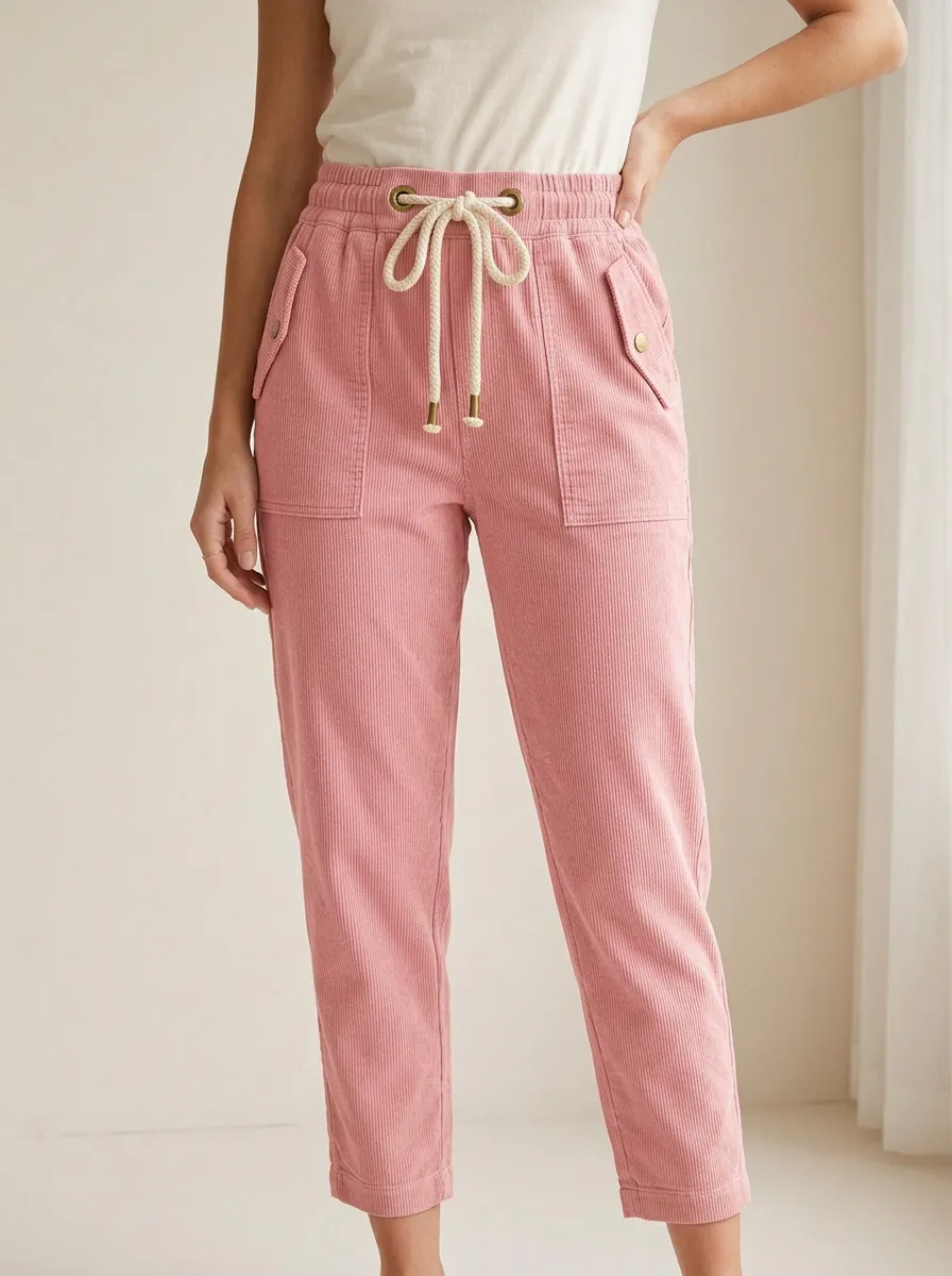 Women's Rustic Casual Adjustable Drawstring Waist Pants