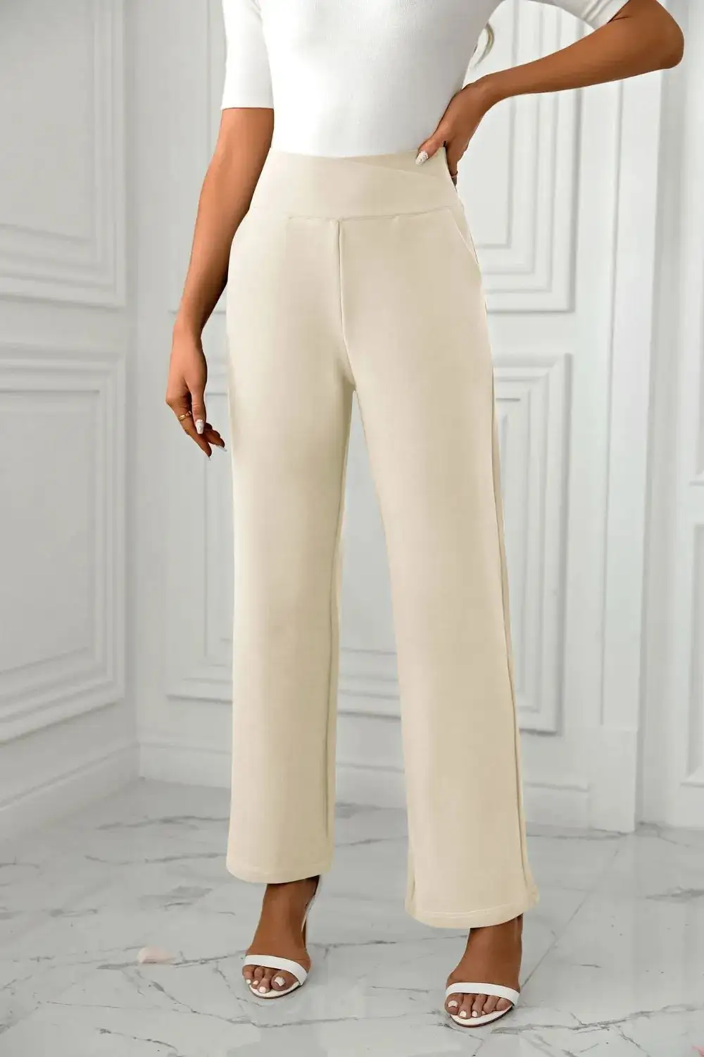 Flowy High Waist Straight Leg Pants