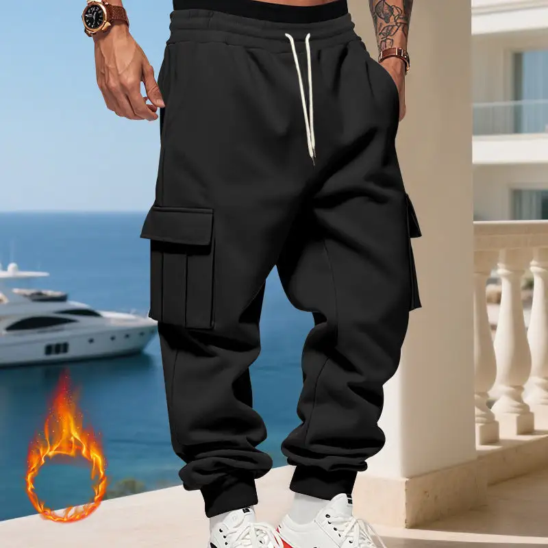 Men's  Thermal Cargo Pants Pockets Leg Cargo Pants