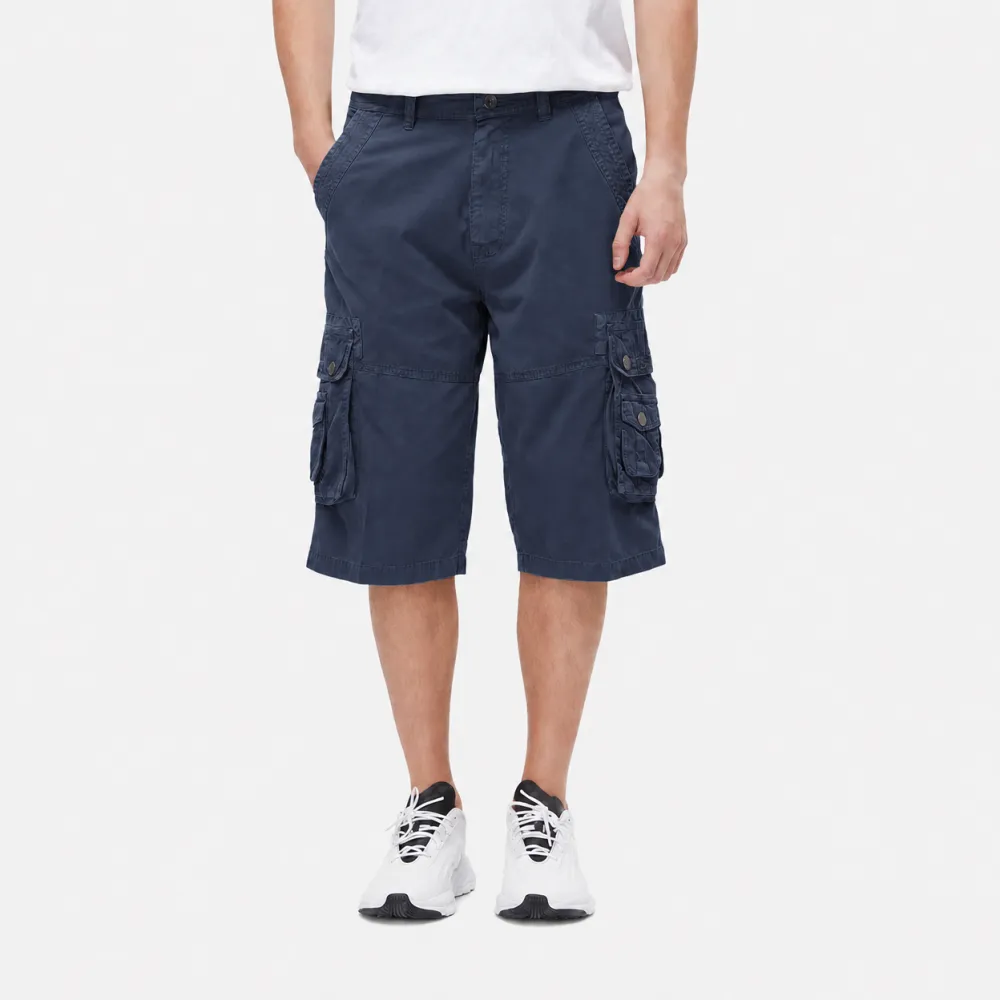 Men's Washed Twill 7-Length Multi-Pocket Cargo Capri Pants