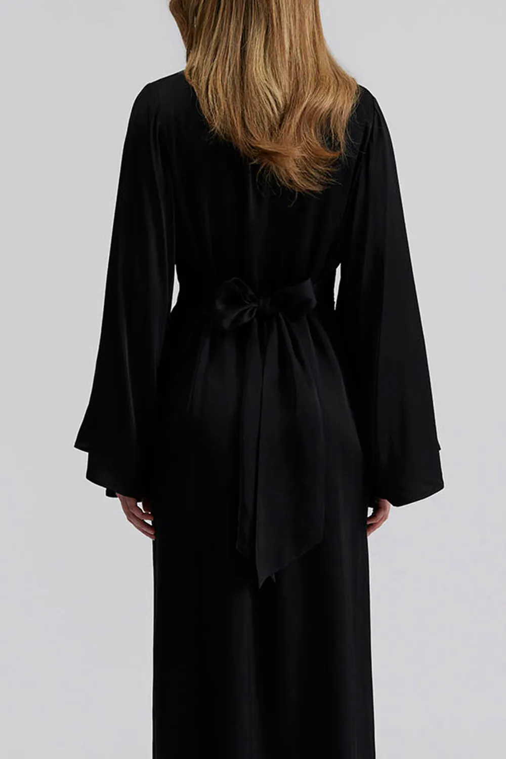 V Neck Button Front Midi Dress