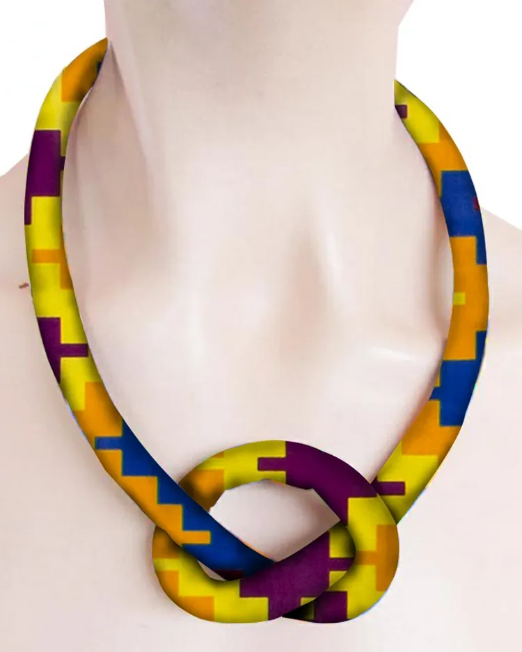Handmade Ankara Print Cotton Cord Necklace
