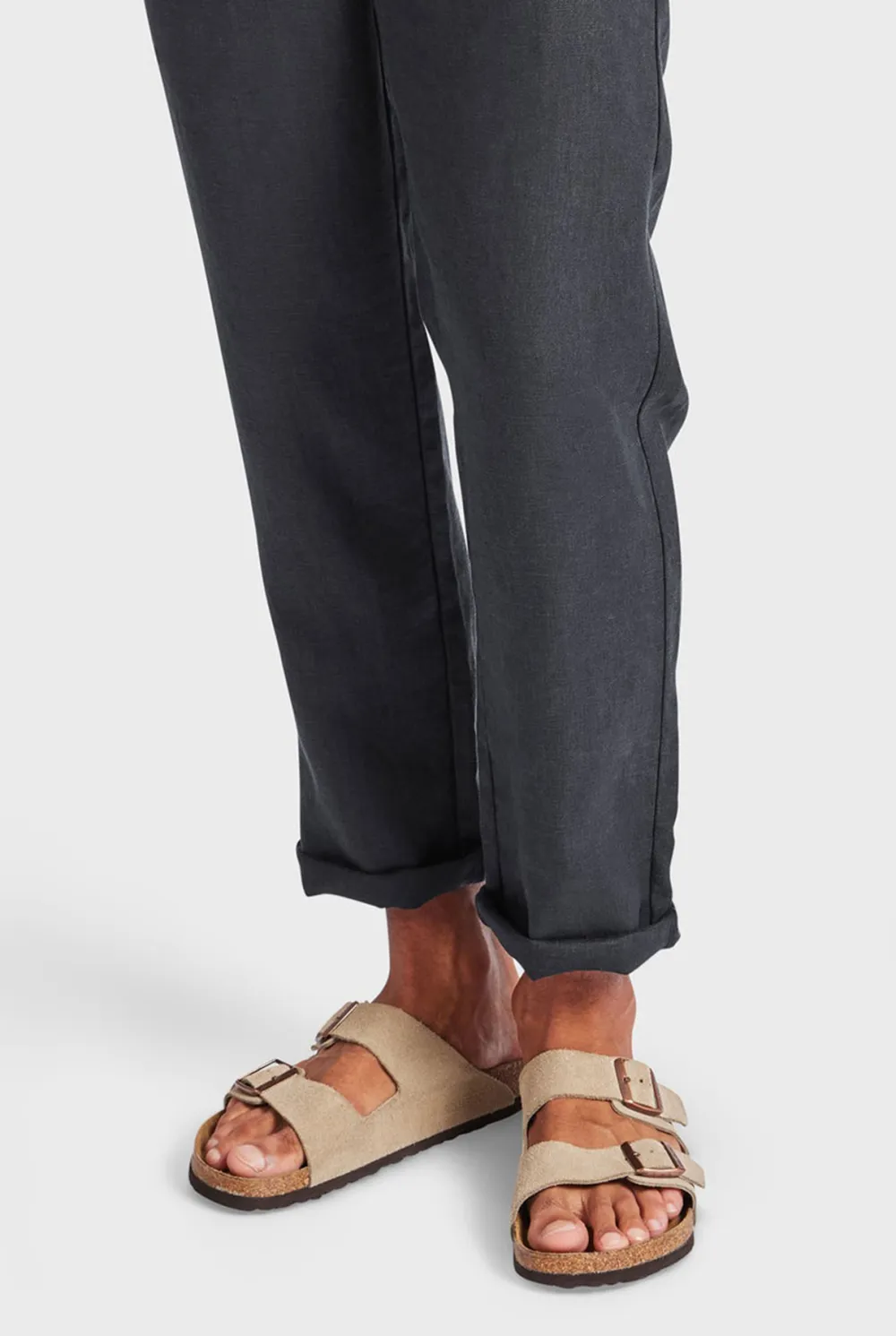 Solid Color Linen Tapered Trousers