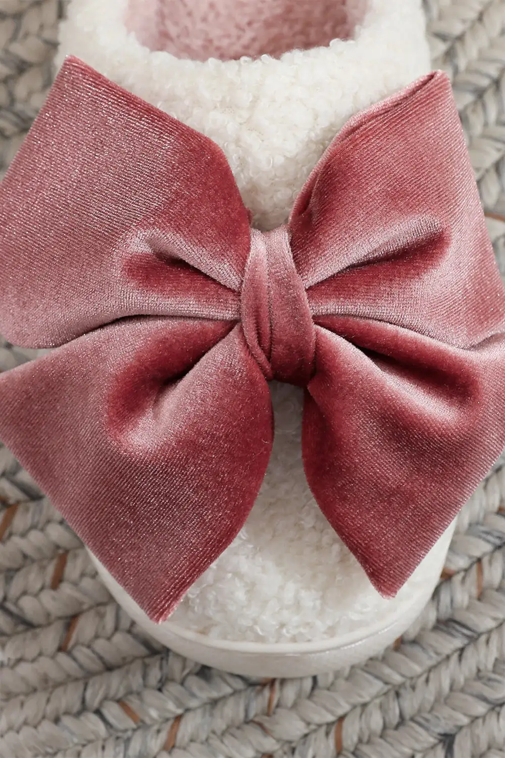 Ribbon Bow Plush House Slippers