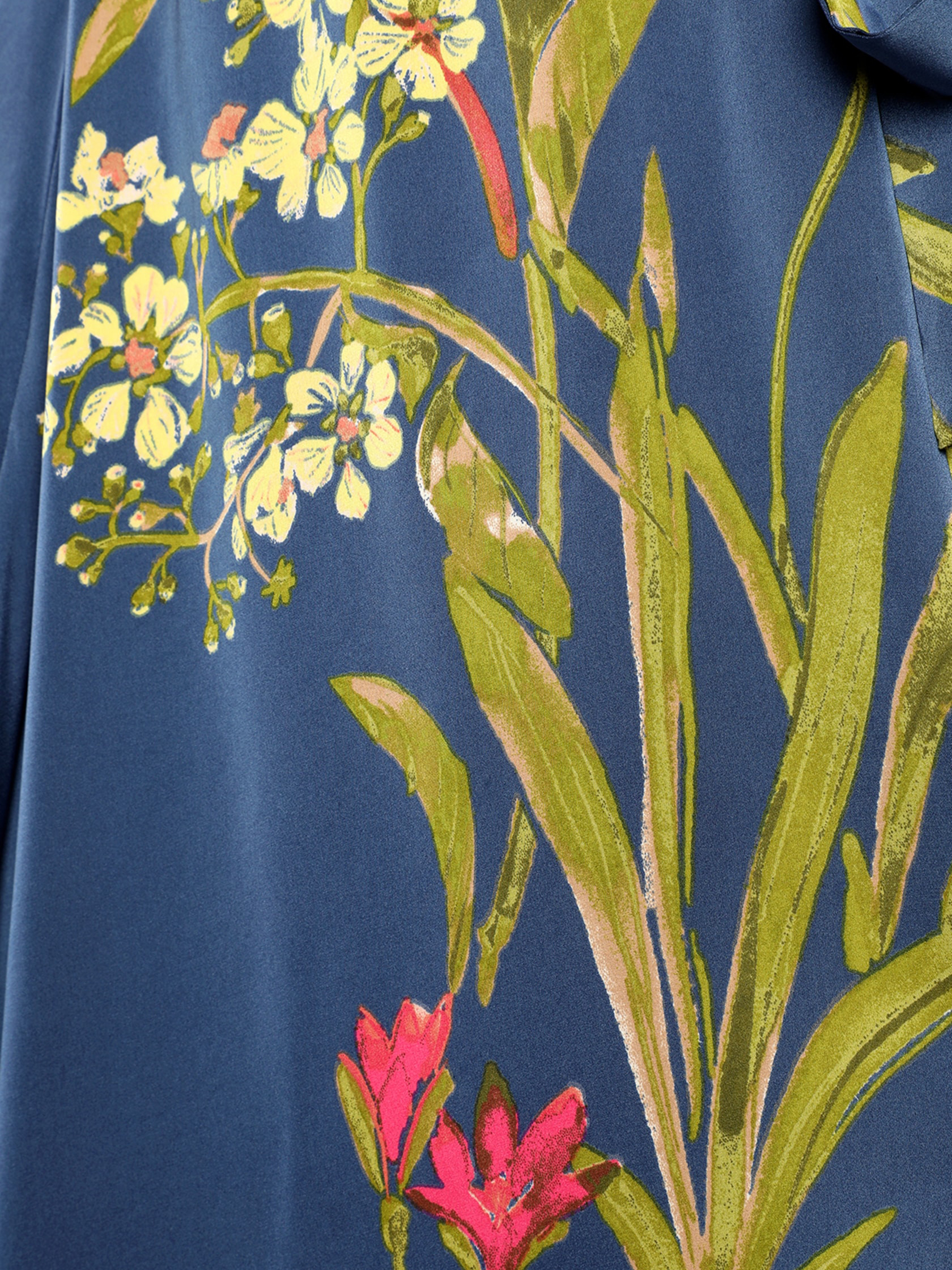 Red Floral Print Satin Maxi Dress