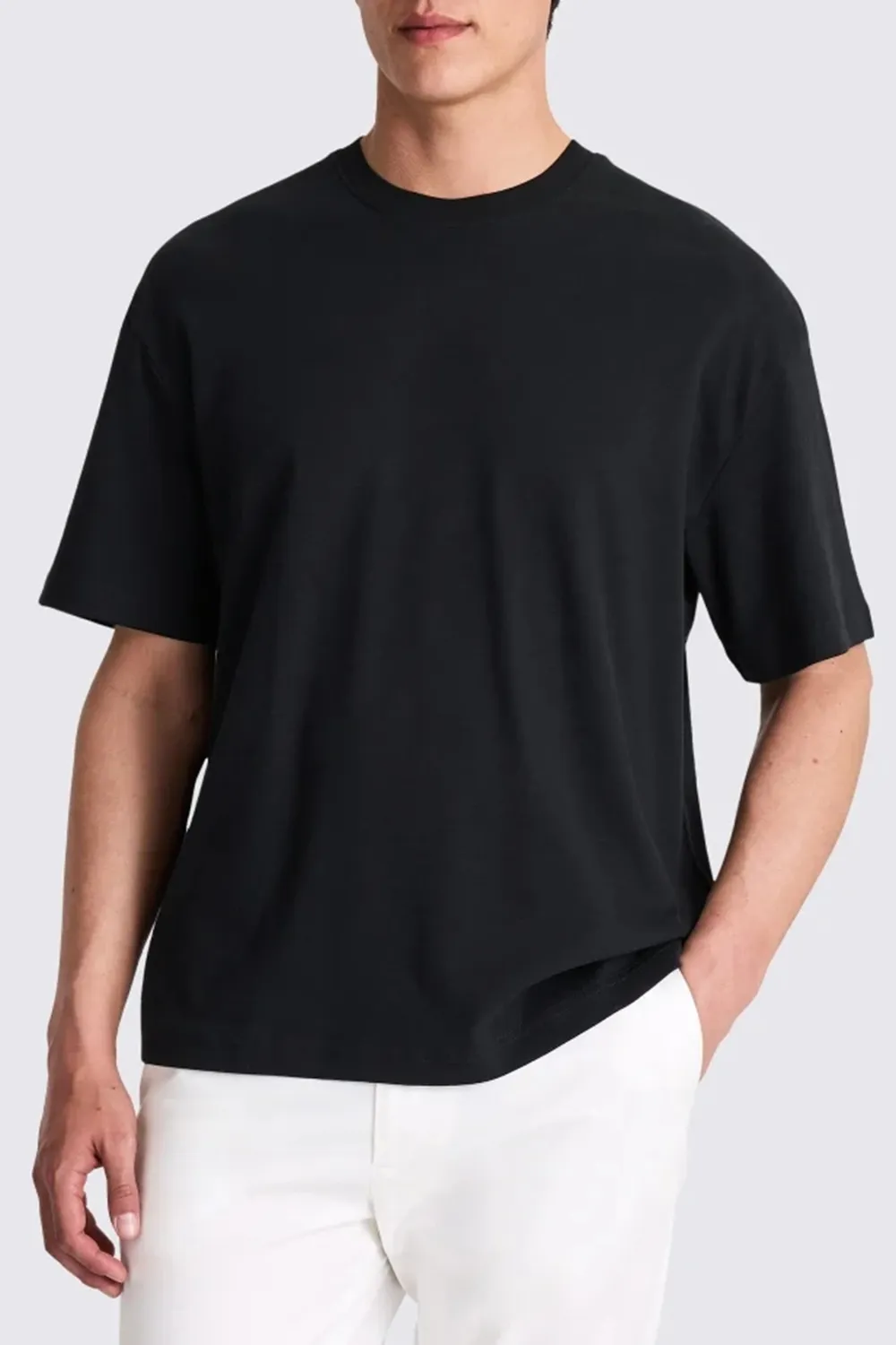Men's Black Heavyweight Round-Neck T-Shirt