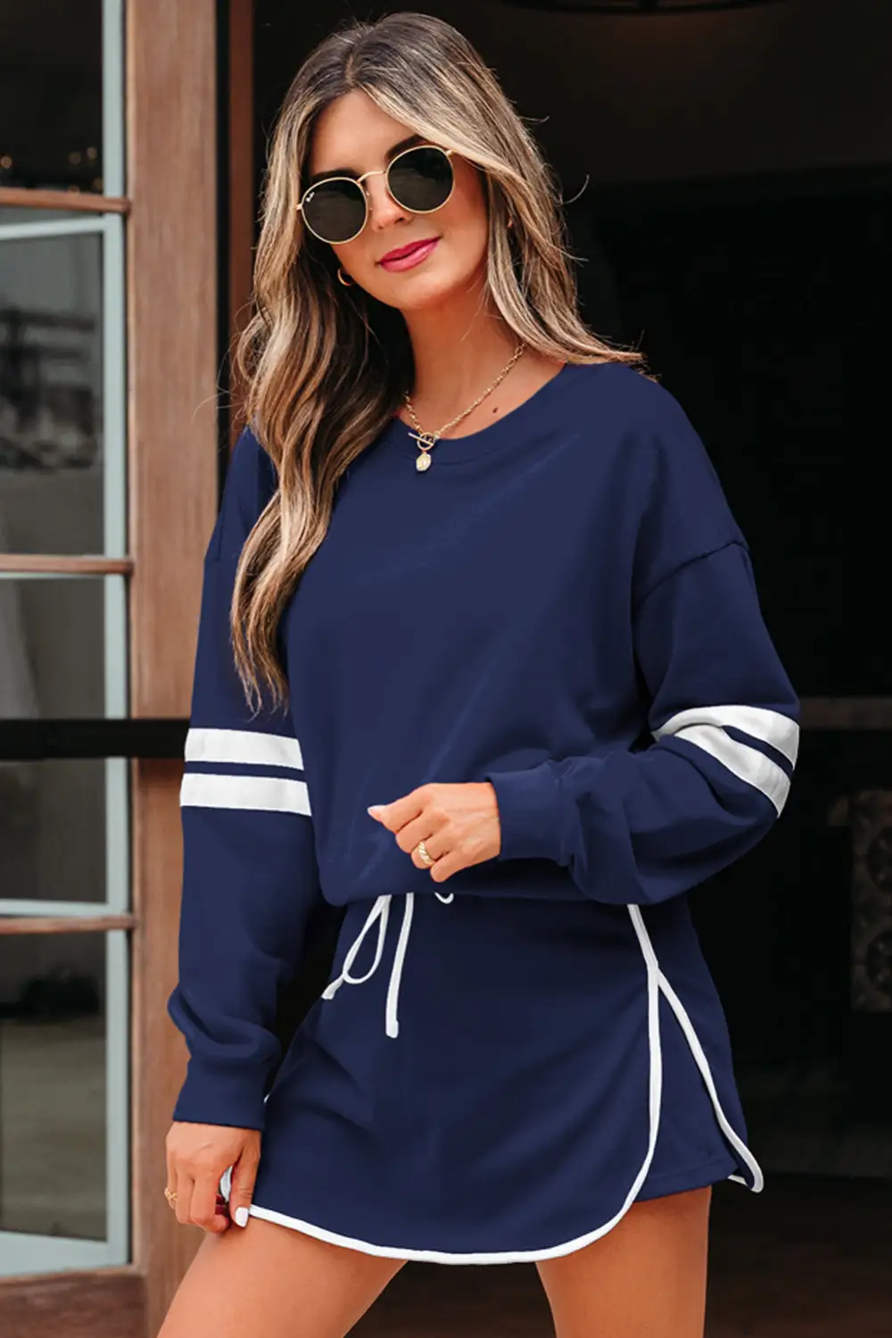 Fitted Printed Varsity Detail Coordinated Set