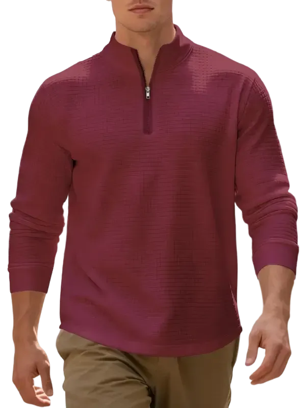 Men's regular fit solid color half-zip sweatshirt