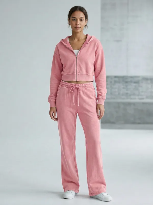 Classic Vintage Washed Washed Style Women's Hoodie And Jogger Set