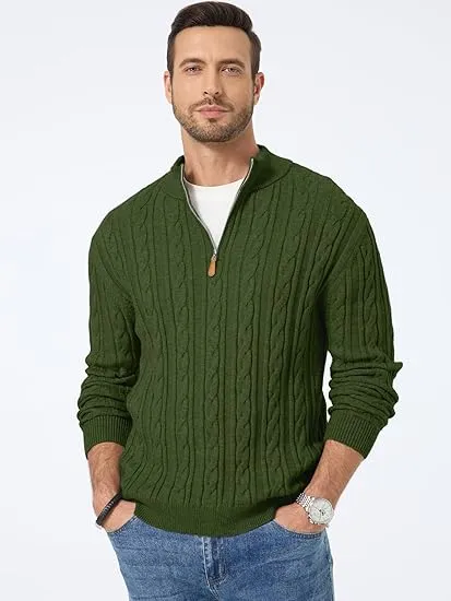 🔥 Men’s Quarter Zip Cable Knit Sweater – Timeless Texture. Effortless Warmth. Everyday Style | Winter Sale – Up to 40% OFF!