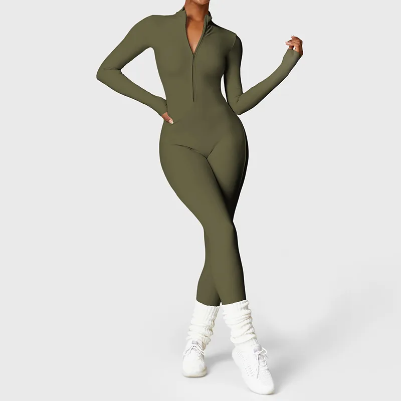 Ironfit Long-Sleeve Zip-Up Jumpsuit – Perfect for Cooler Weather!