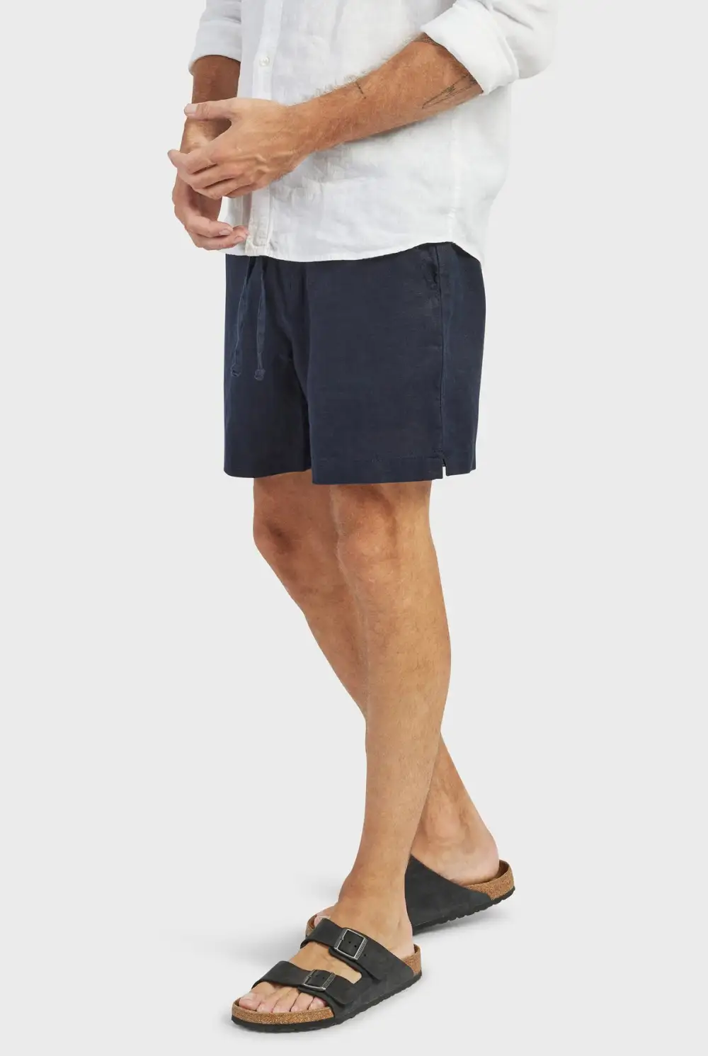 Navy Linen Shorts
