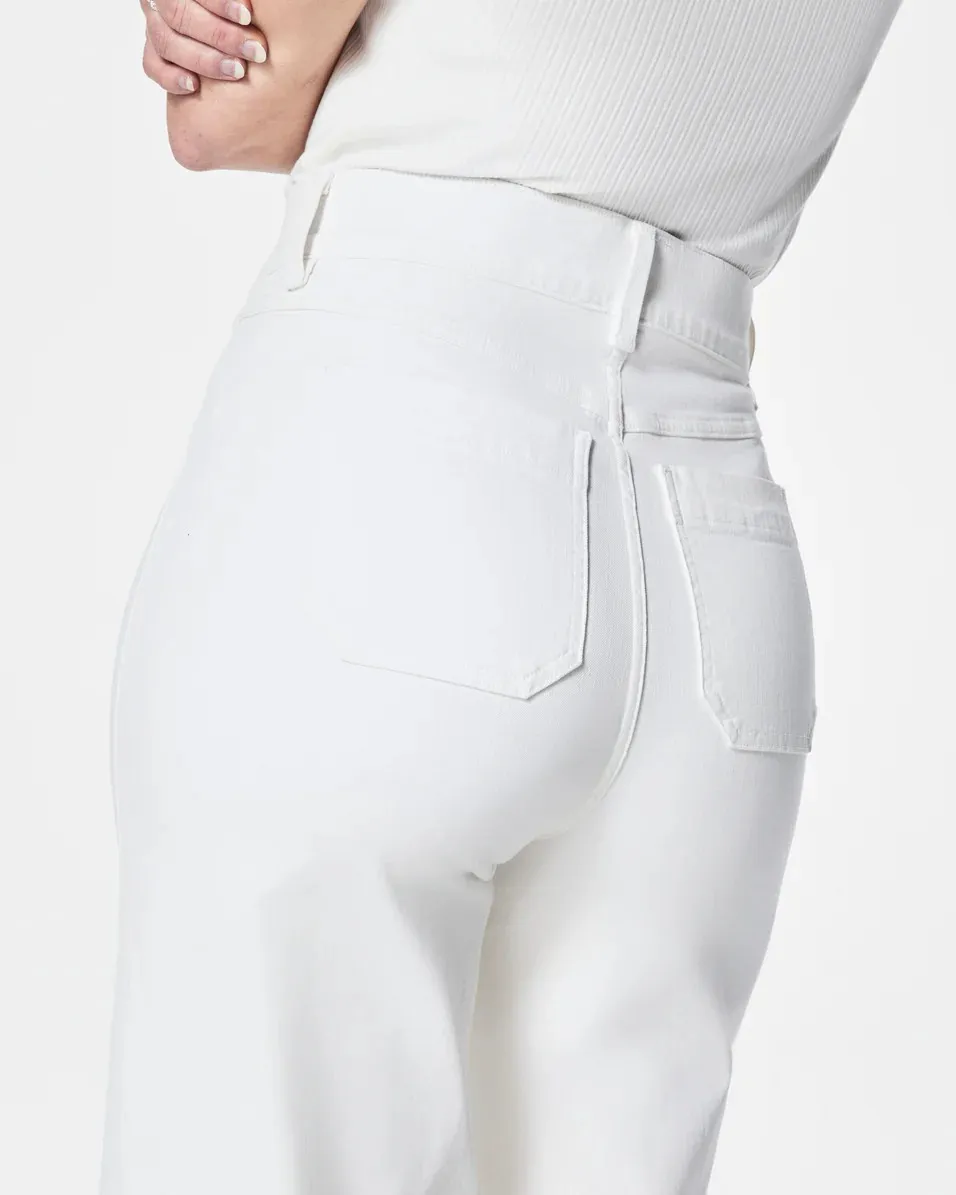Cropped Wide Leg Jeans With Patch Pockets