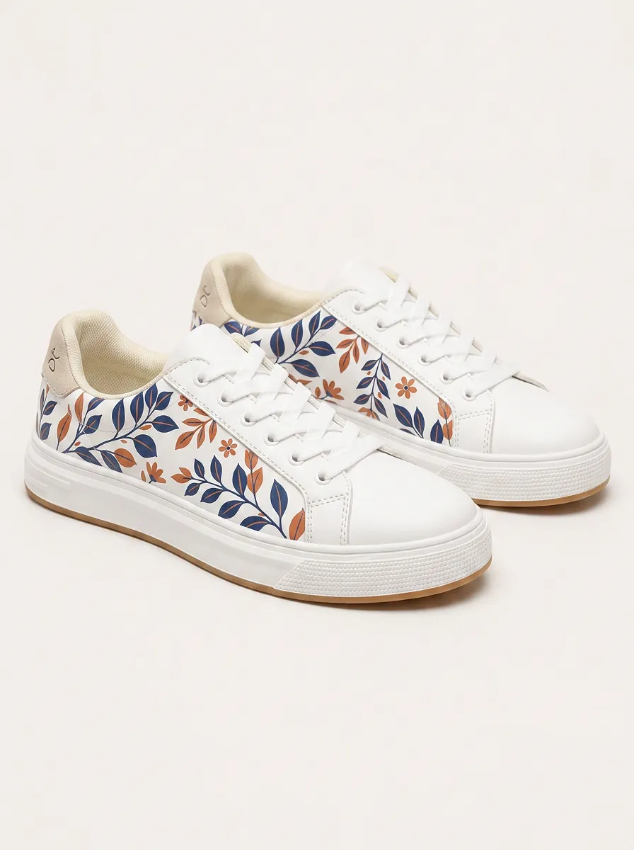 Men's Botanical Floral Leaf Patterned Casual Skate Shoes