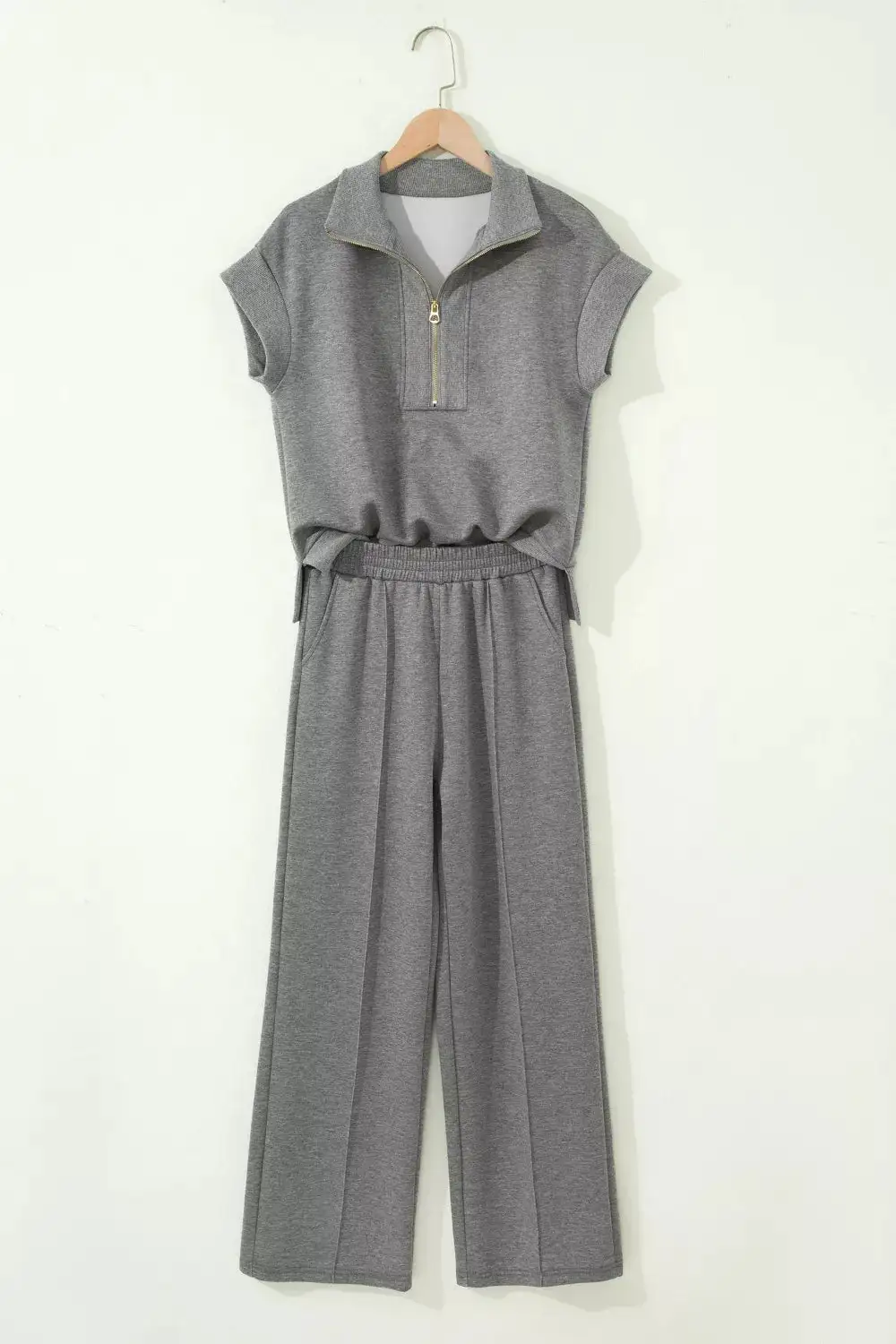 Half Zip Polo Tee Casual Pant Set