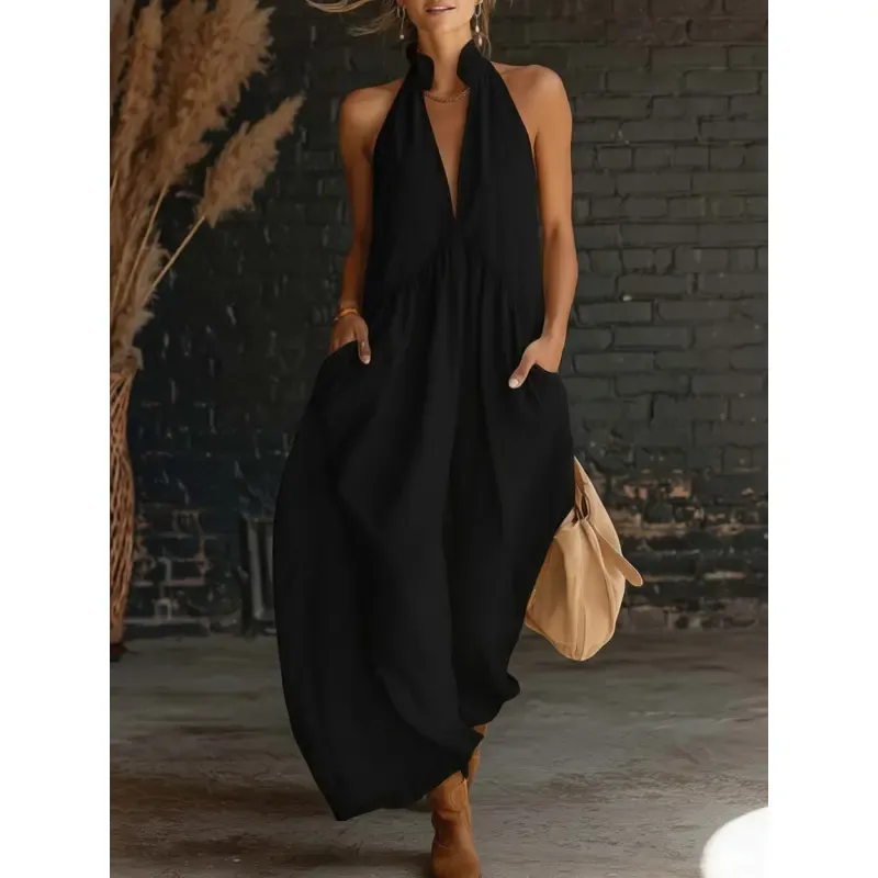 🔥Last Day: 8-Pack Only $24 🔥Women's Minimalist Halter Maxi Dress