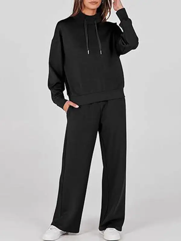 High Waist Long Sleeve Hoodie And Pants Set