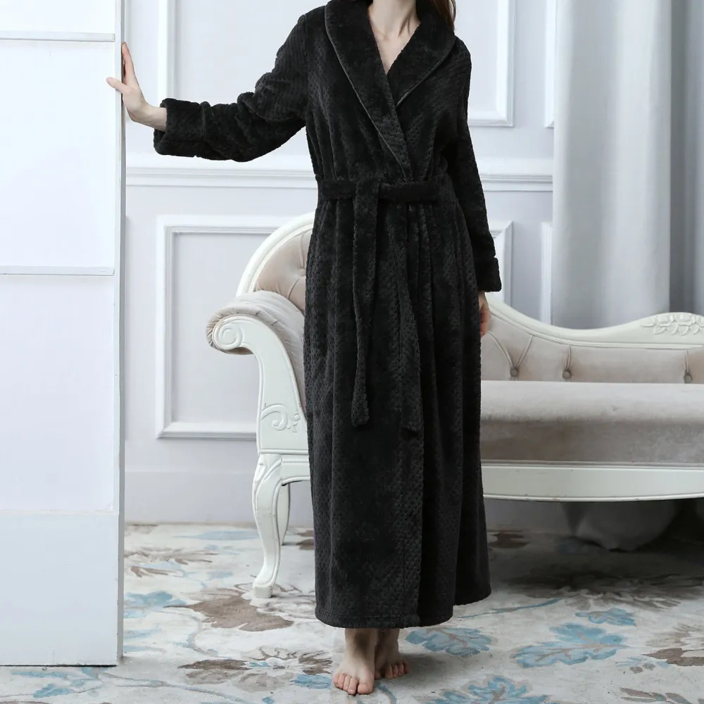 Long Sleeve Soft Flannel Bathrobe