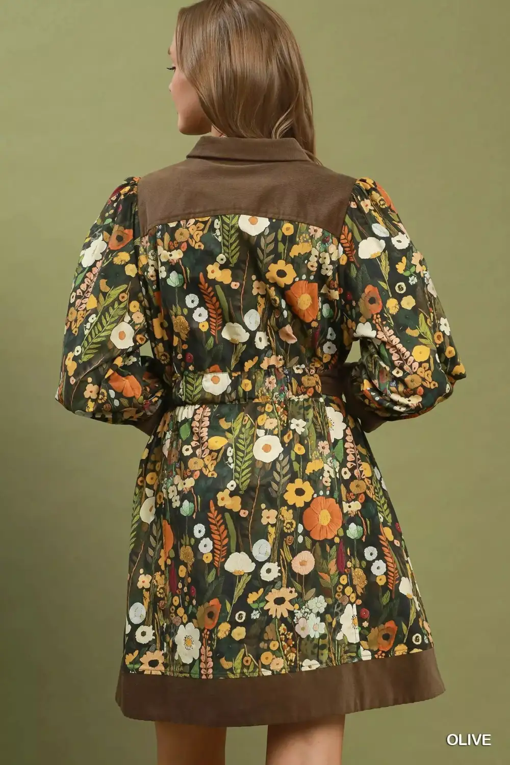 Print Belted Puff Sleeve Mini Dress