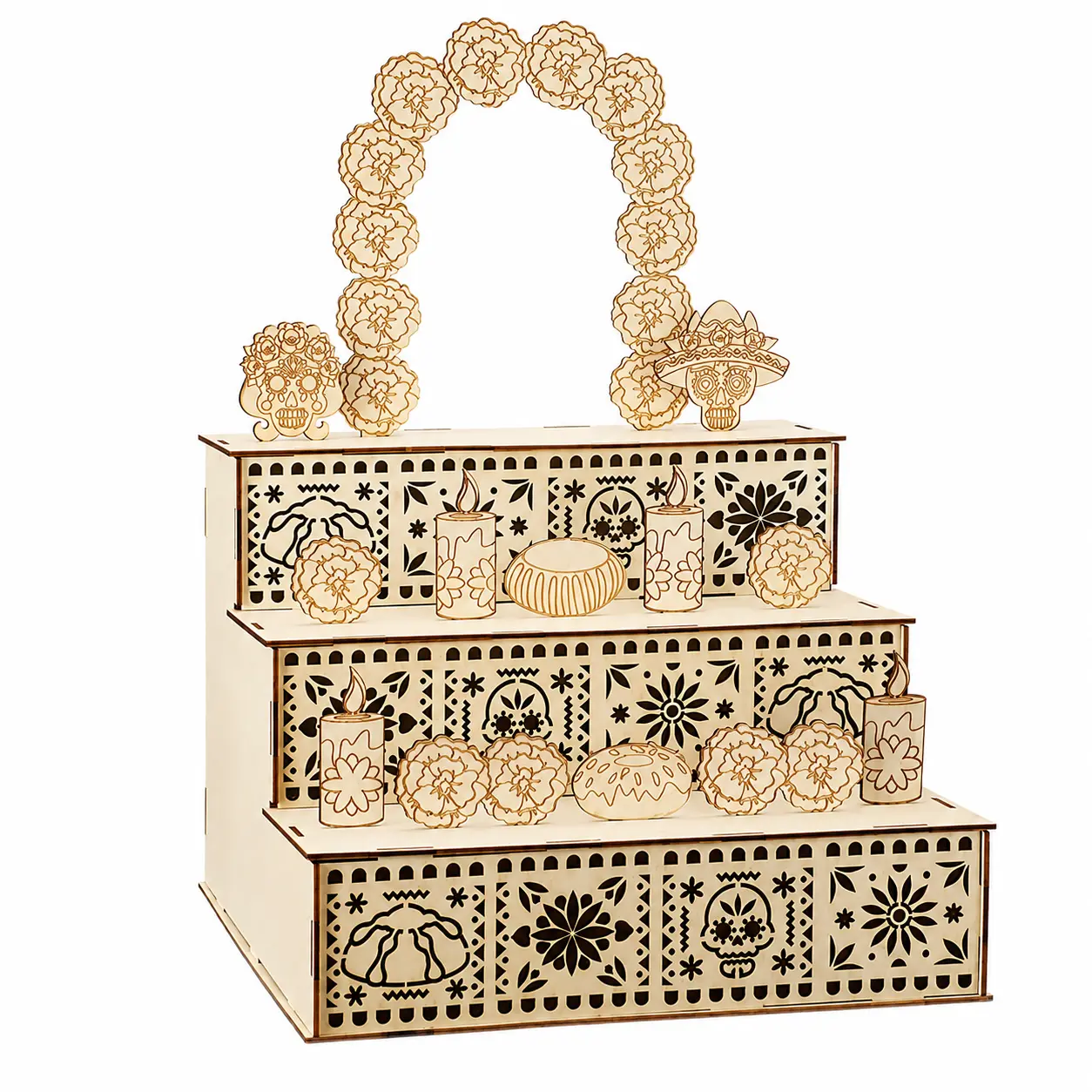 3-Tier Day of the Dead Wooden Altar Display Set - Painted or Ready for DIY