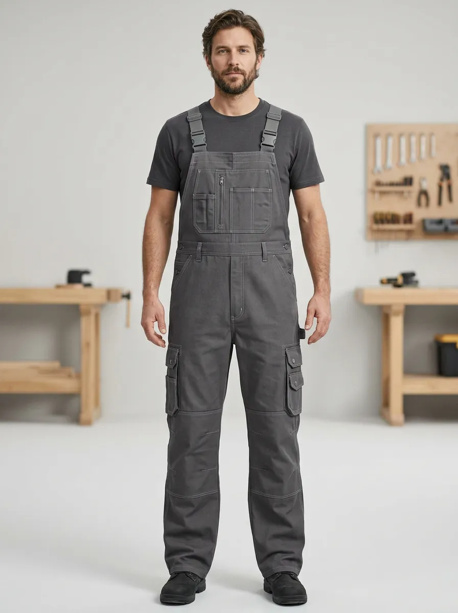 Men's Active Multi-Pocket Cargo Bib Work Overalls