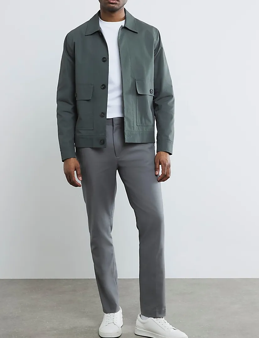 Men's Grey Slim Fit Cotton Trousers