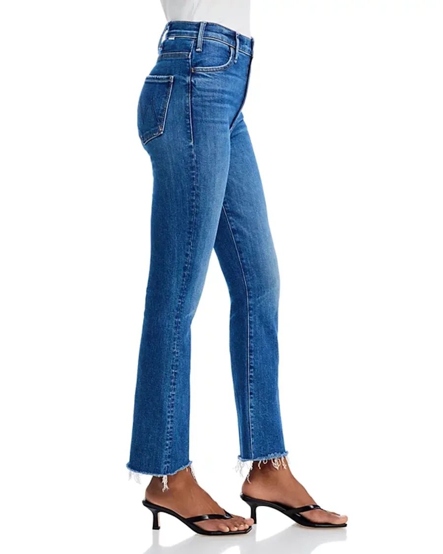 Belt Loops High Rise Flare Leg Ankle Jeans
