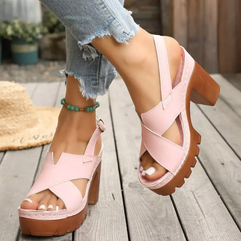 Soft Open Toe Block Heel Sandals