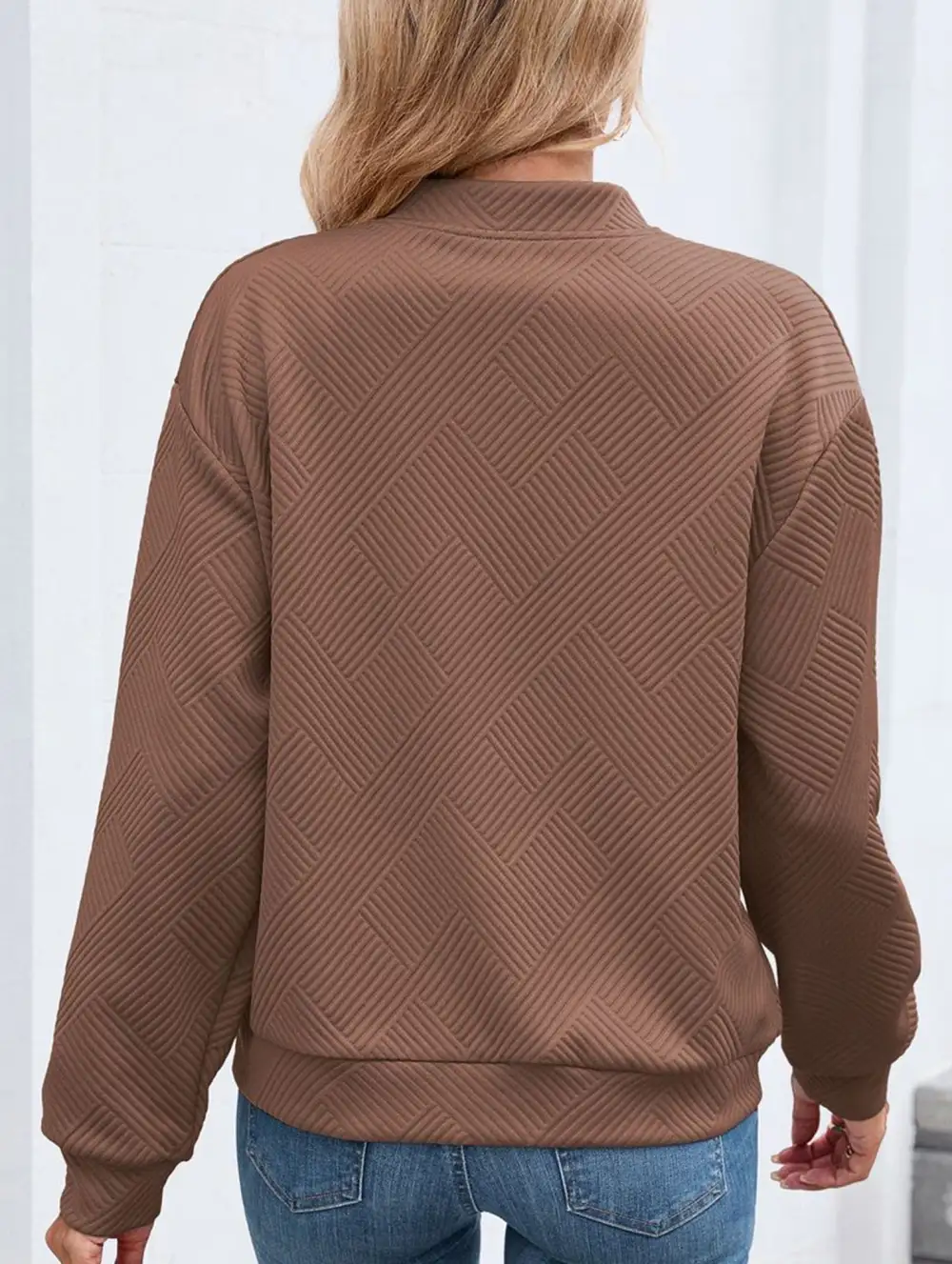 Crew Neck Zipper Loose Long Sleeve Sweatshirt