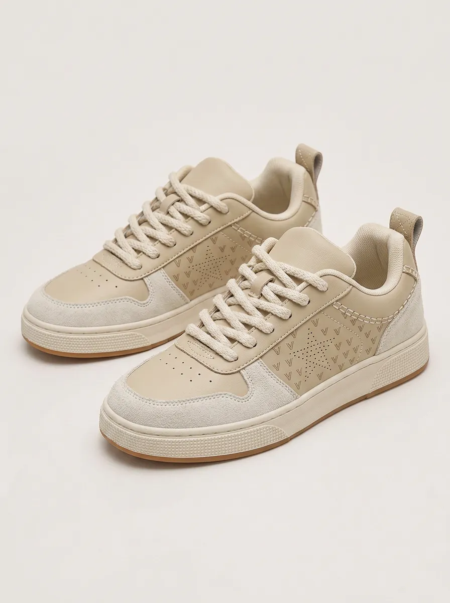 Men's Star Pattern Perforated Patterned Skate Shoes