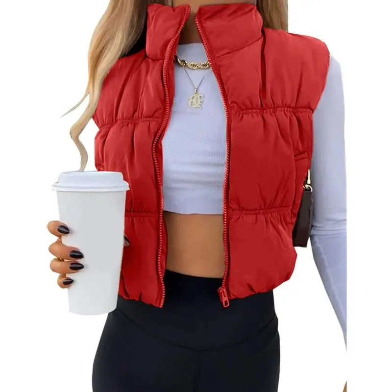 ⭐ Women’s Sleeveless Puffer Vest – Trendy, Cozy & Perfect for Layering  Zip-Up | Stand Collar | Cropped Fit | Lightweight Warmth