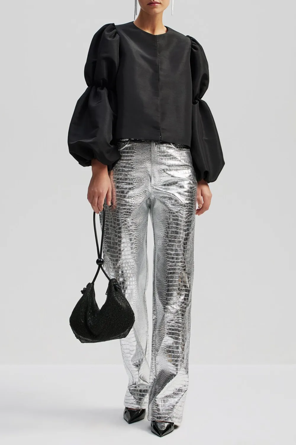 Straight Leg Metallic Trousers