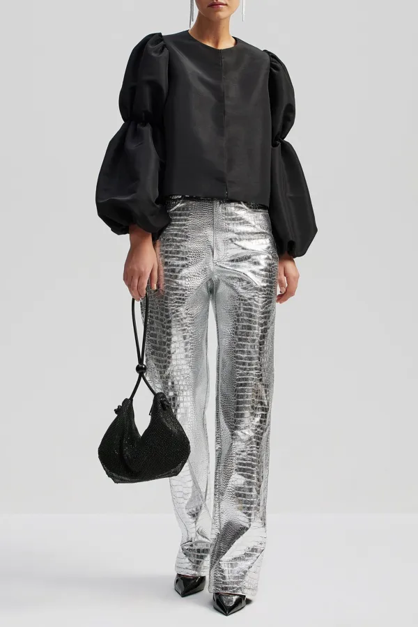 Straight Leg Metallic Trousers