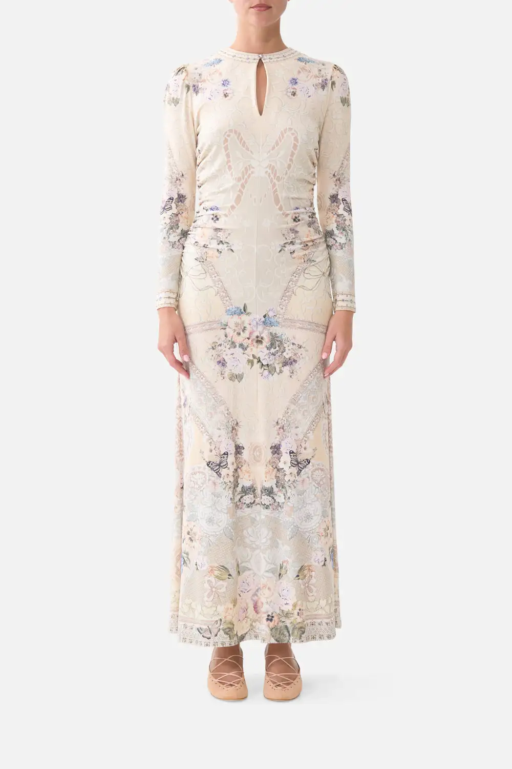 Gathered Jersey Long Dress