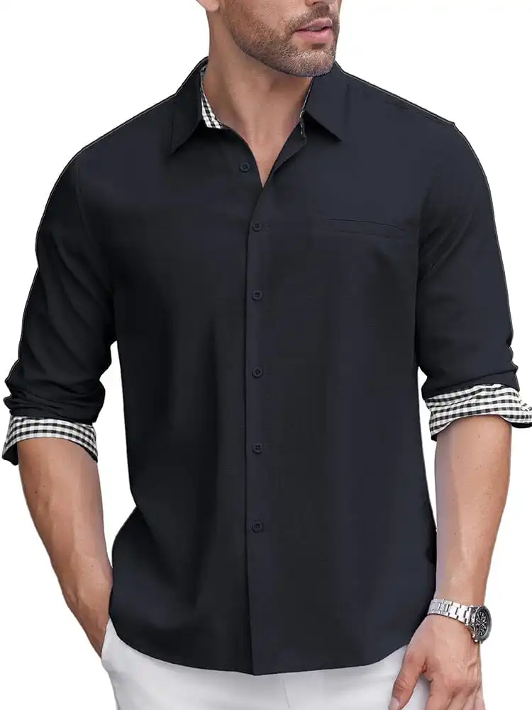Classic Casual Plaid Splicing Shirt