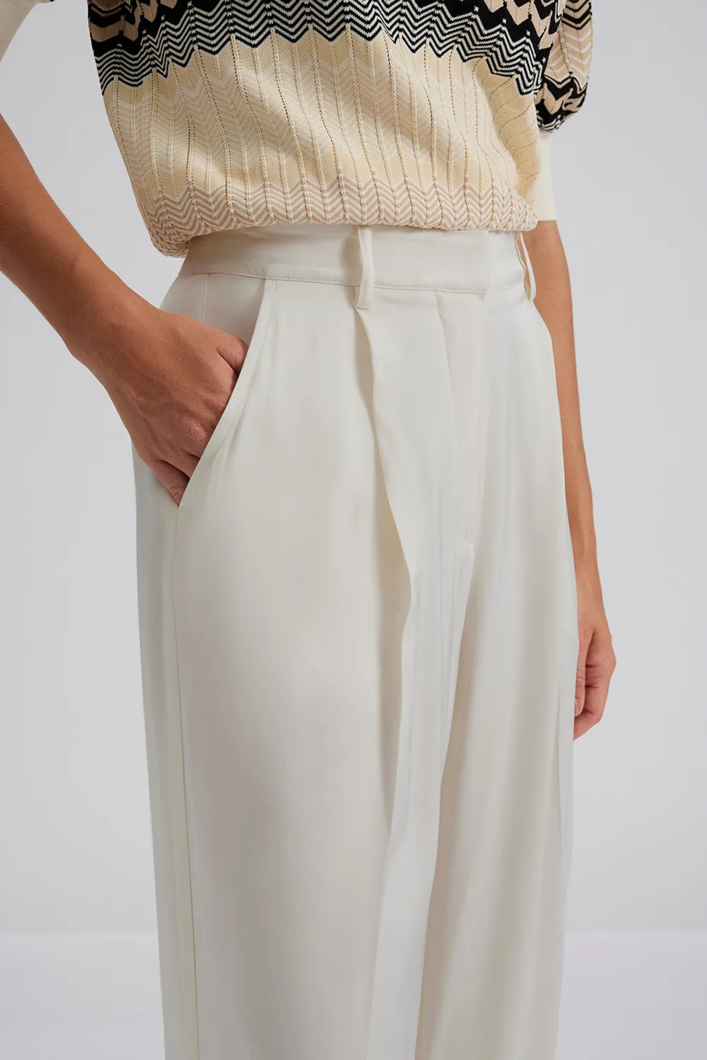 Wide Leg Crepe Trousers