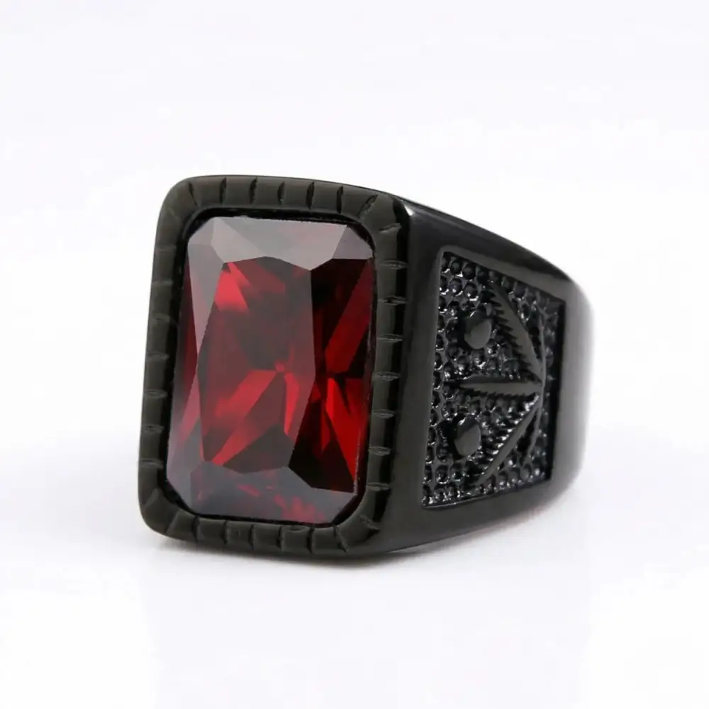 Men's Engraved Gemstone Signet Ring