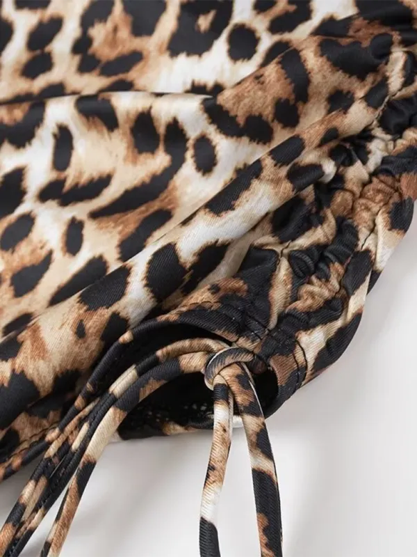 Animal Print Slim Fit Bandeau One Swimsuit