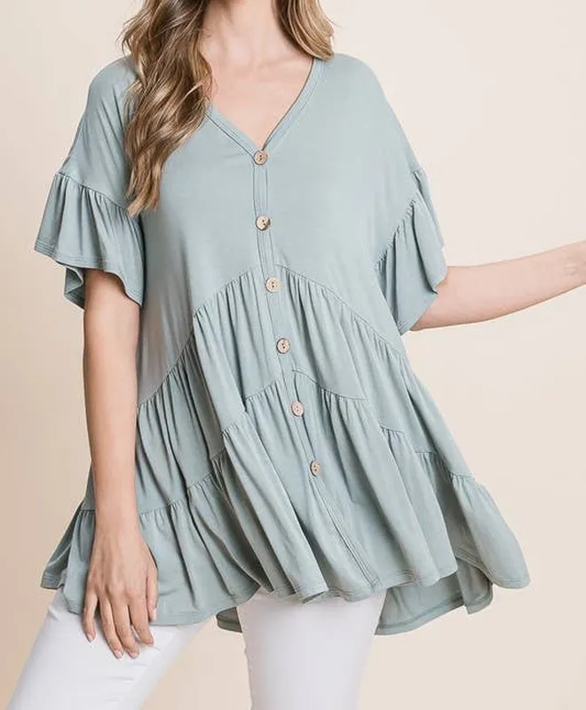 Ruffled Babydoll Tunic Top