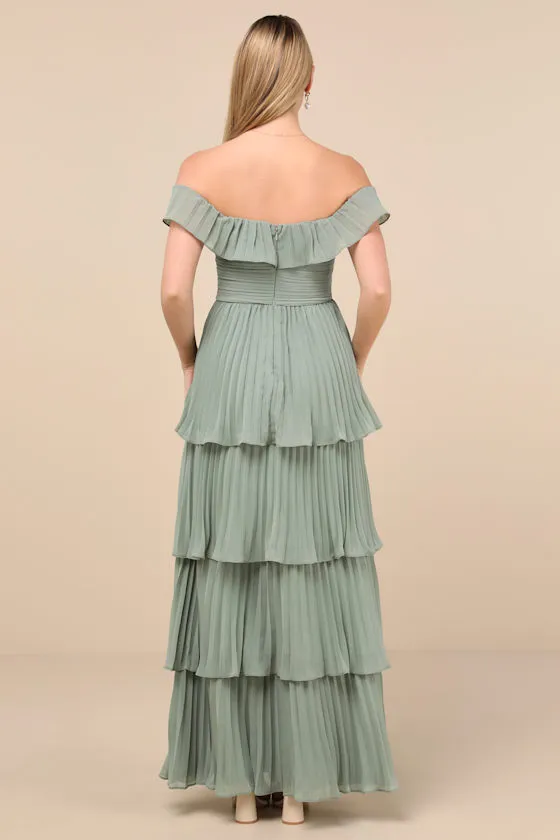 Always Remarkable Light Blue Floral Off-the-Shoulder Maxi Dress