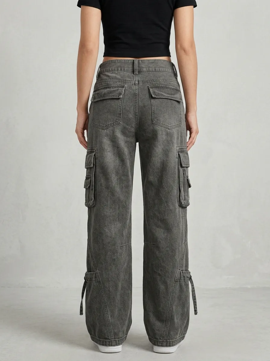 Lifestyle Geometric Pattern Multi Pocket Collection Women's Multi Pocket Cargo Pants