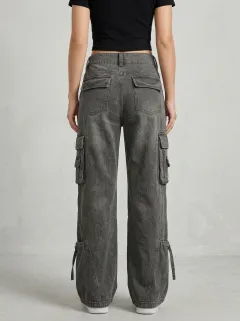 Lifestyle Geometric Pattern Multi Pocket Collection Women's Multi Pocket Cargo Pants