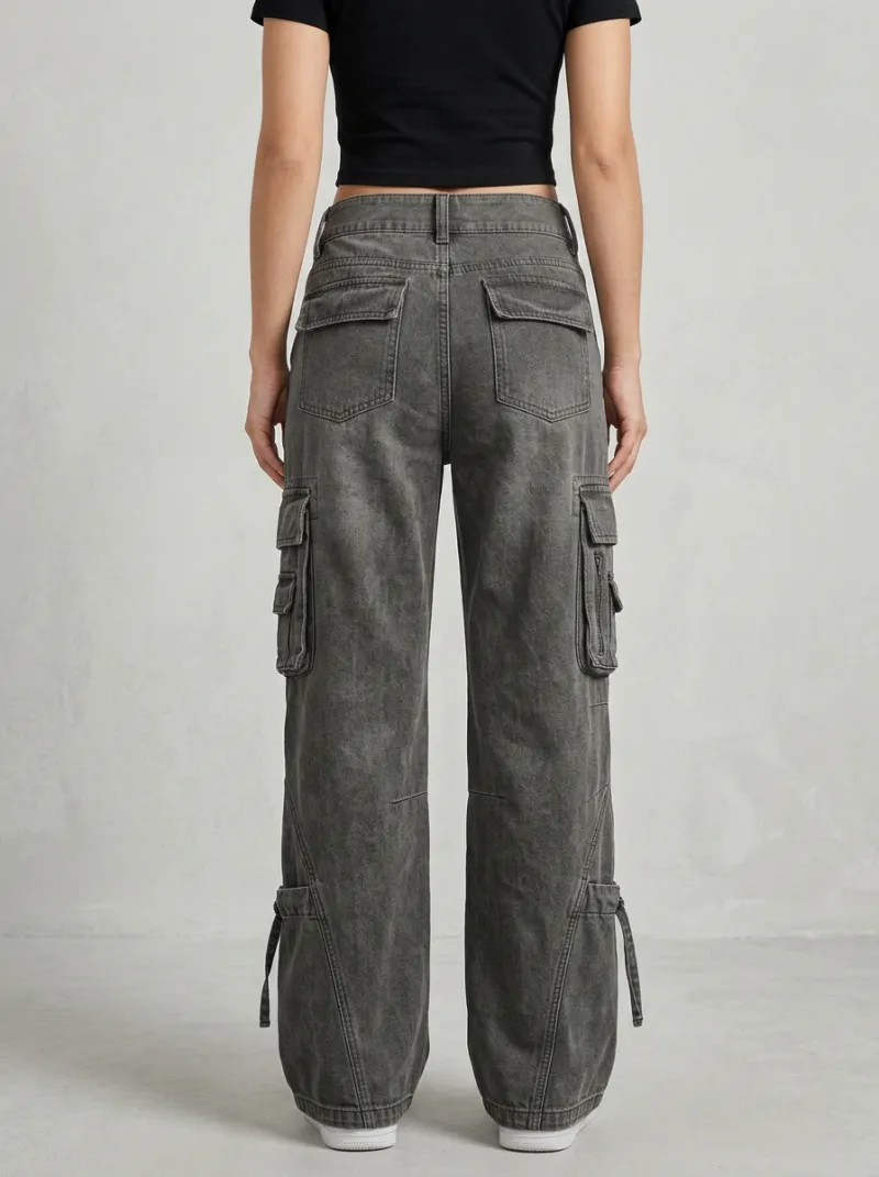 Lifestyle Geometric Pattern Multi Pocket Collection Women's Multi Pocket Cargo Pants