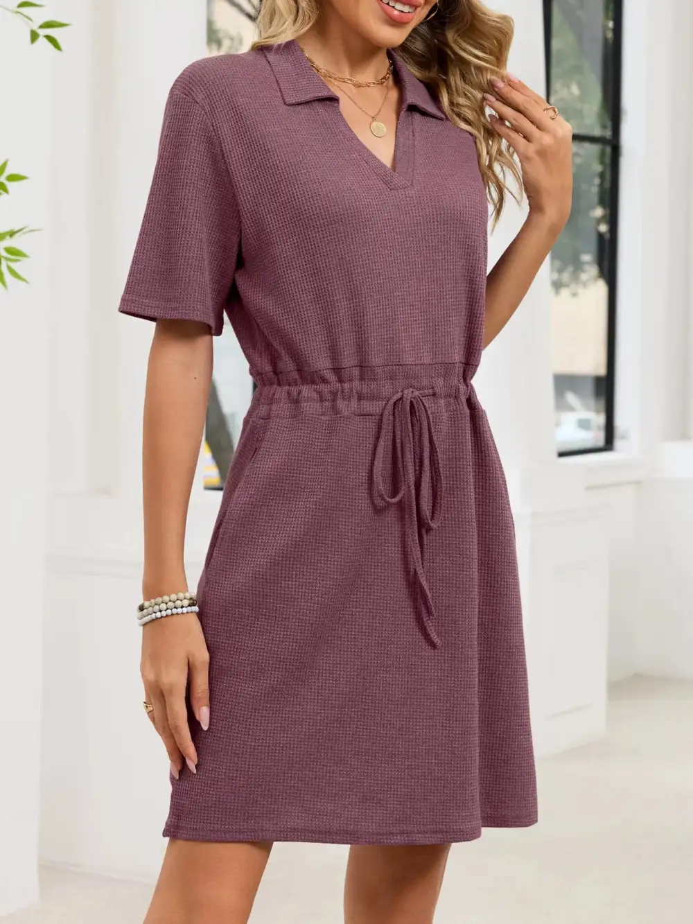 Knit Drawstring Sweater Dress