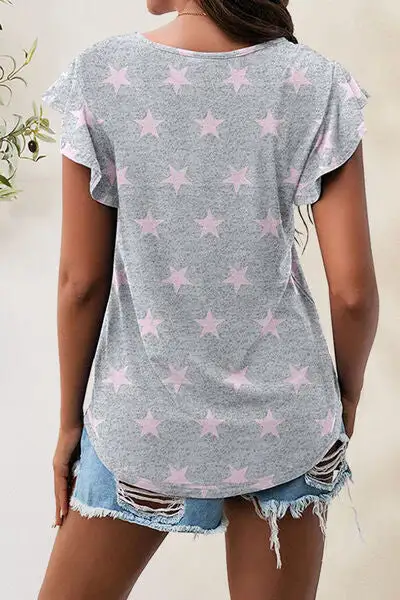 Playful Round-Neck Short-Sleeve Cotton T-Shirt