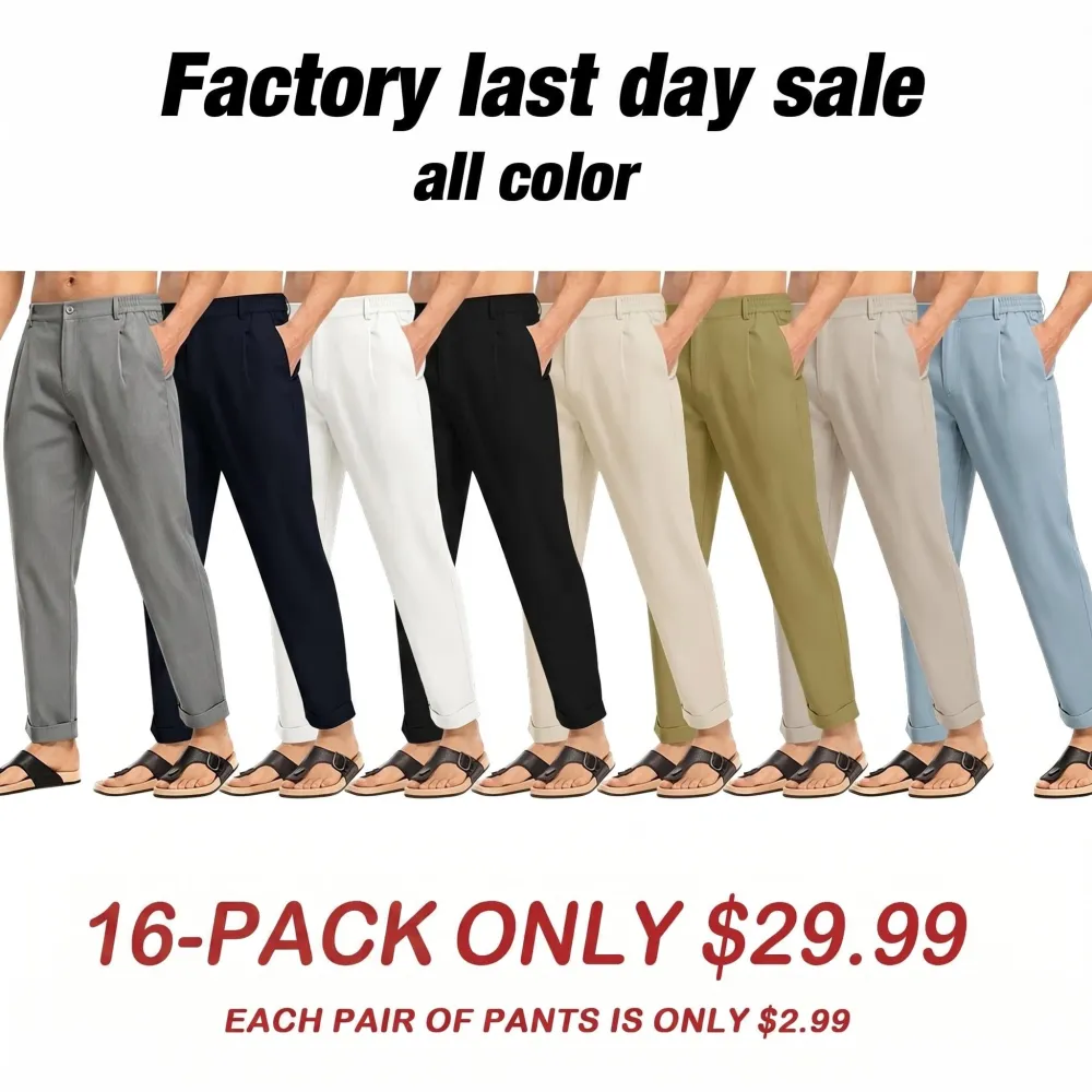 🔥 Men's Slim Fit Cotton Linen Casual Pants | Multi Neutral Earth Tone Colors, Full Size Range All In Stock