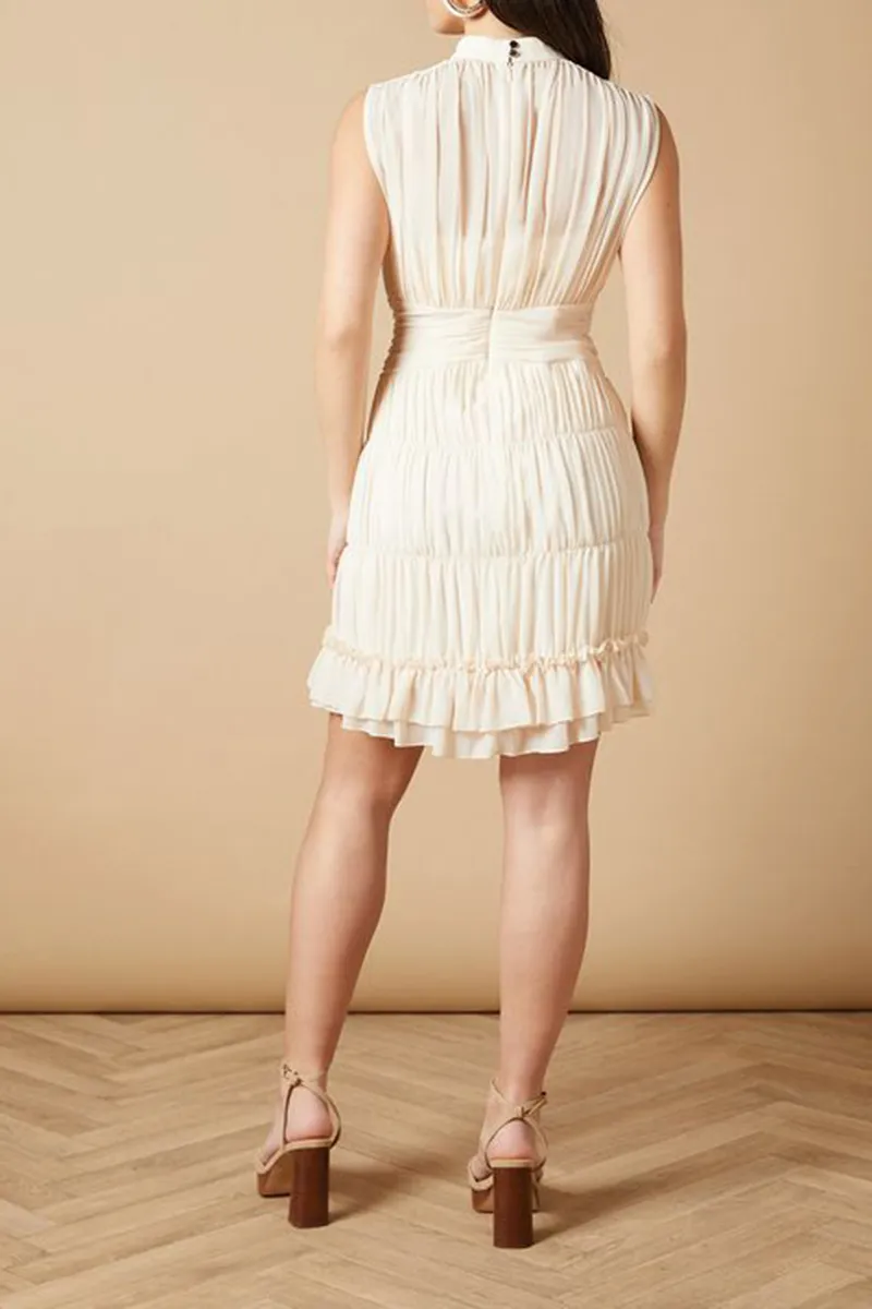 Ivory High Neck Sleeveless Mini Dress