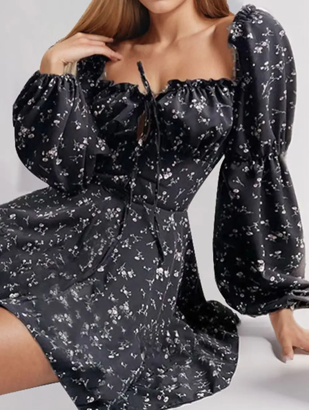 Floral Print Fitted Waist Dress