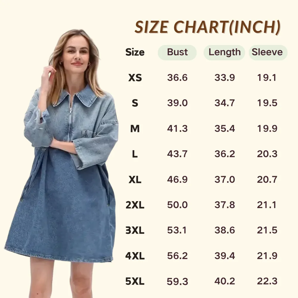 🔥 Loose Fit Denim Dress 👖 Vintage Blue Half-Zip | BF Fall Daily Must-Have 💰